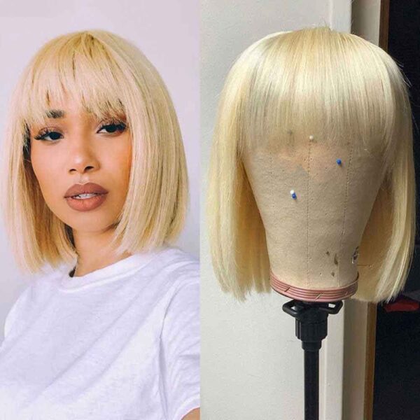 Blonde bob wig with bangs